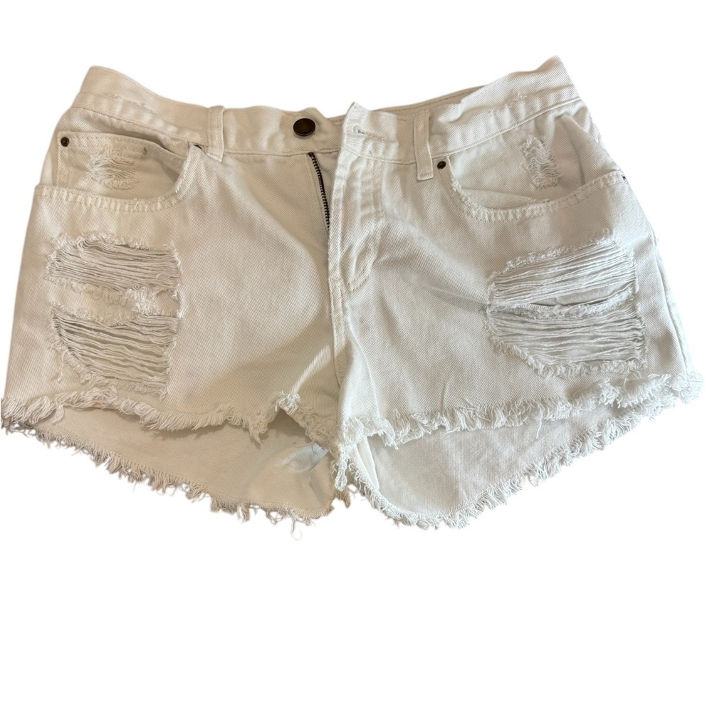Billabong White Distressed Frayed Hem Jean Shorts